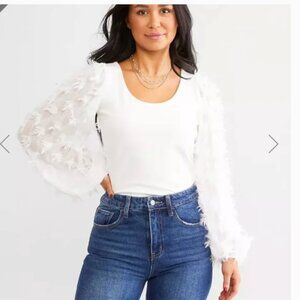 Willow & Root Metallic Fringe Top